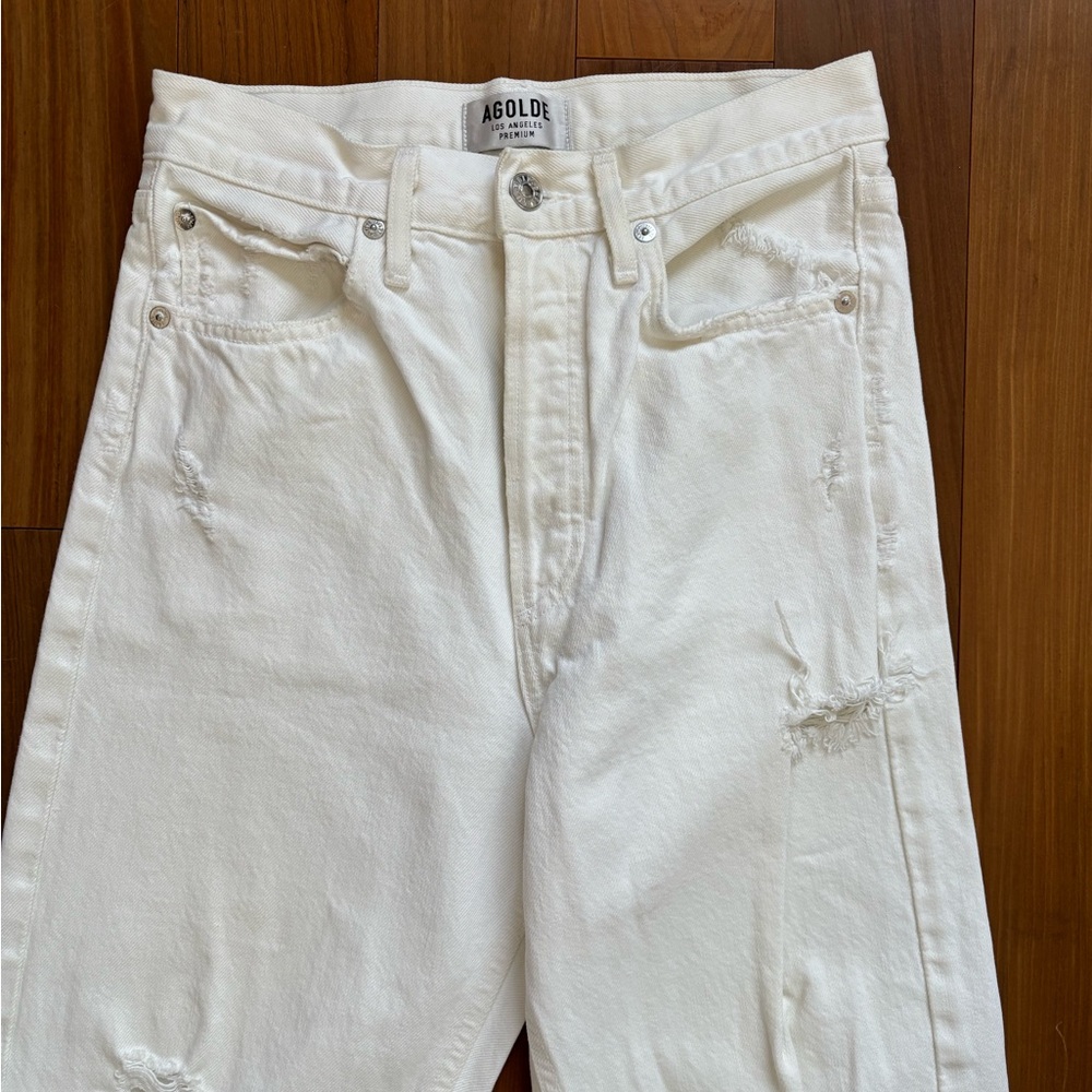 Agolde 90’s distressed white jeans